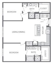 B4 2Bed 2Bath 2301 floor plan